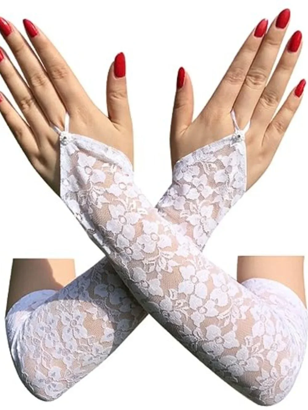 Y2K Fingerless Lace Arm Warmers Sheer Mesh Arm Sleeves